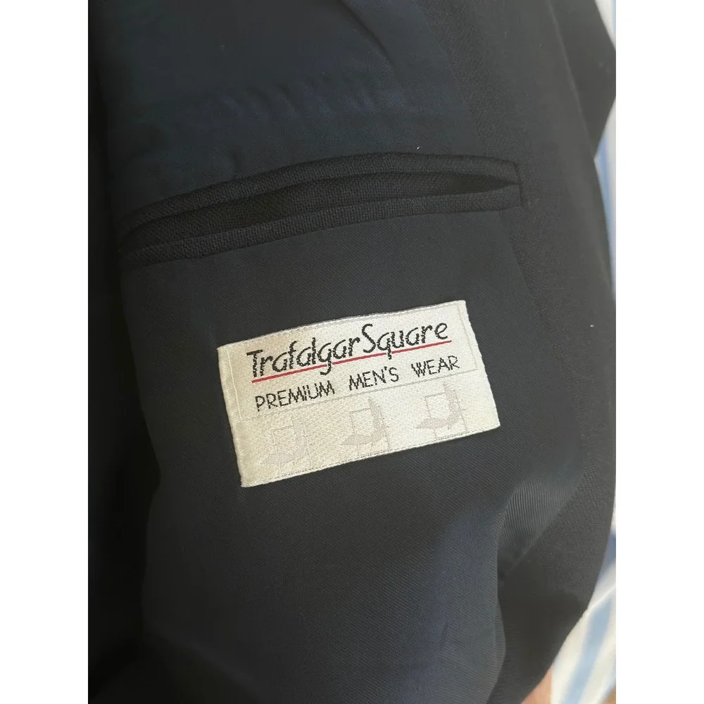 Trafalgar Square Vintage‎ Mens Navy Blue 2 Button Blazer Sport Coat Size 42
